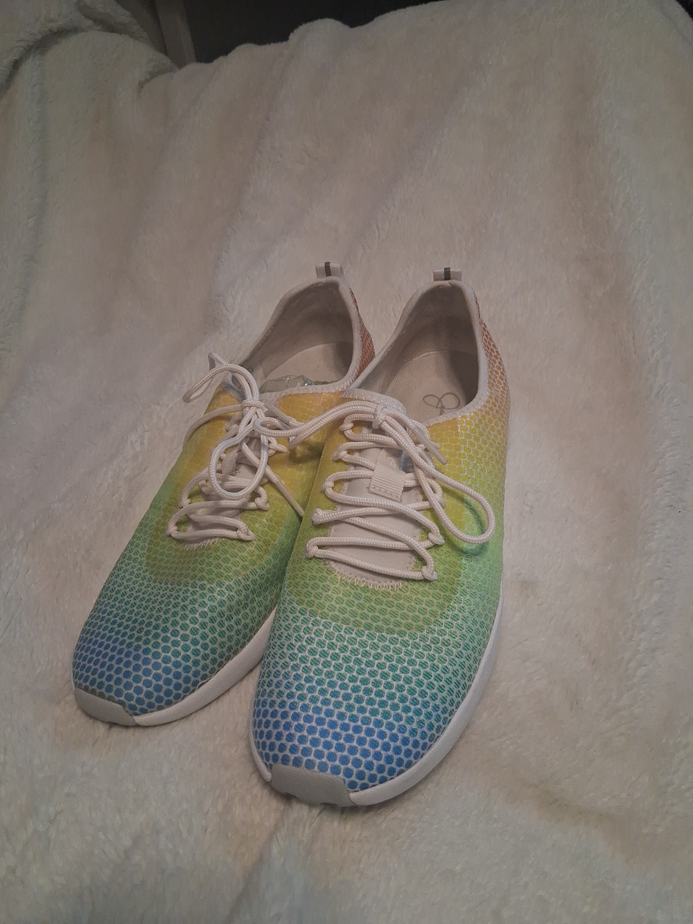 Jessica Simpson Gradient Mesh Lace-Up Sneakers - Blue Green Yellow